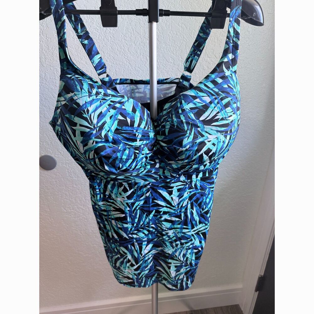 Swimsuits For ALL Tropical Hawaiian Print Bra Sized Tankini Size 40G
